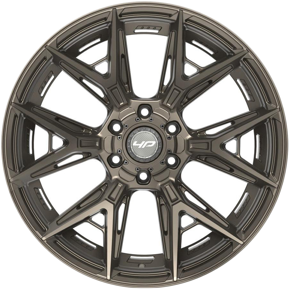 4Play 4P40 20x10 Satin Bronze - Lug Pattern and Spoke Detail