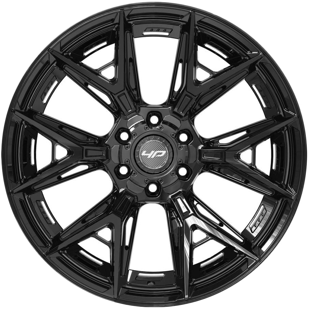 4Play 4P40 22x10 Gloss Black - Lug Pattern and Spoke Detail