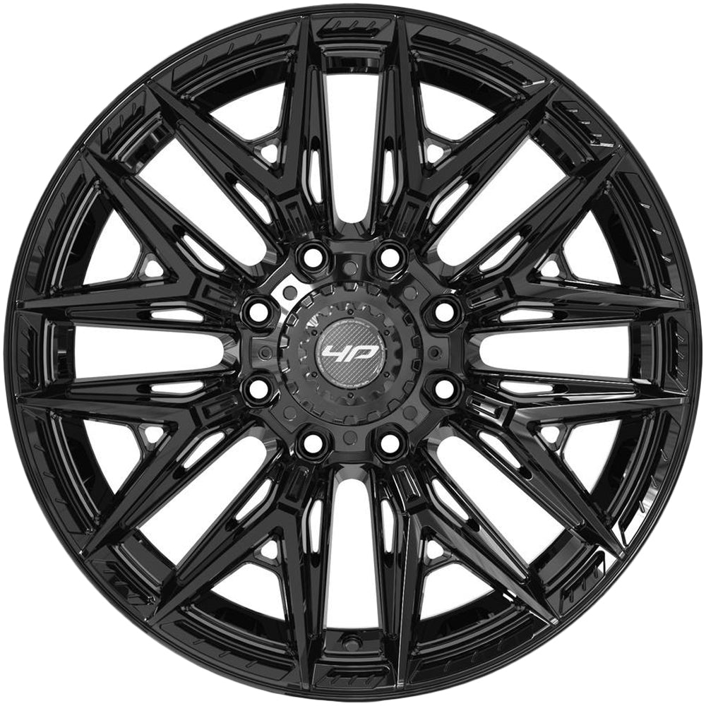 4Play 4P40 20x10 Gloss Black - Lug Pattern and Spoke Detail