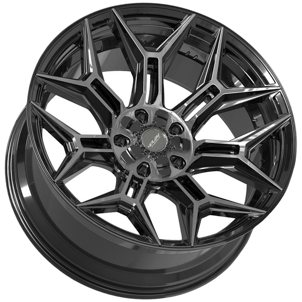 4Play 4P44 20x10 Gloss Black Brushed with Tinted Clear - Angled Concave Profile View