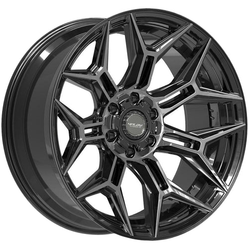 4Play 4P44 20x10 Gloss Black Brushed with Tinted Clear - Face Wheel Rim View