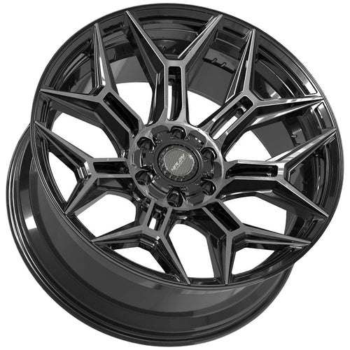 4Play 4P44 20x10 Gloss Black Brushed with Tinted Clear - Angled Concave Profile View