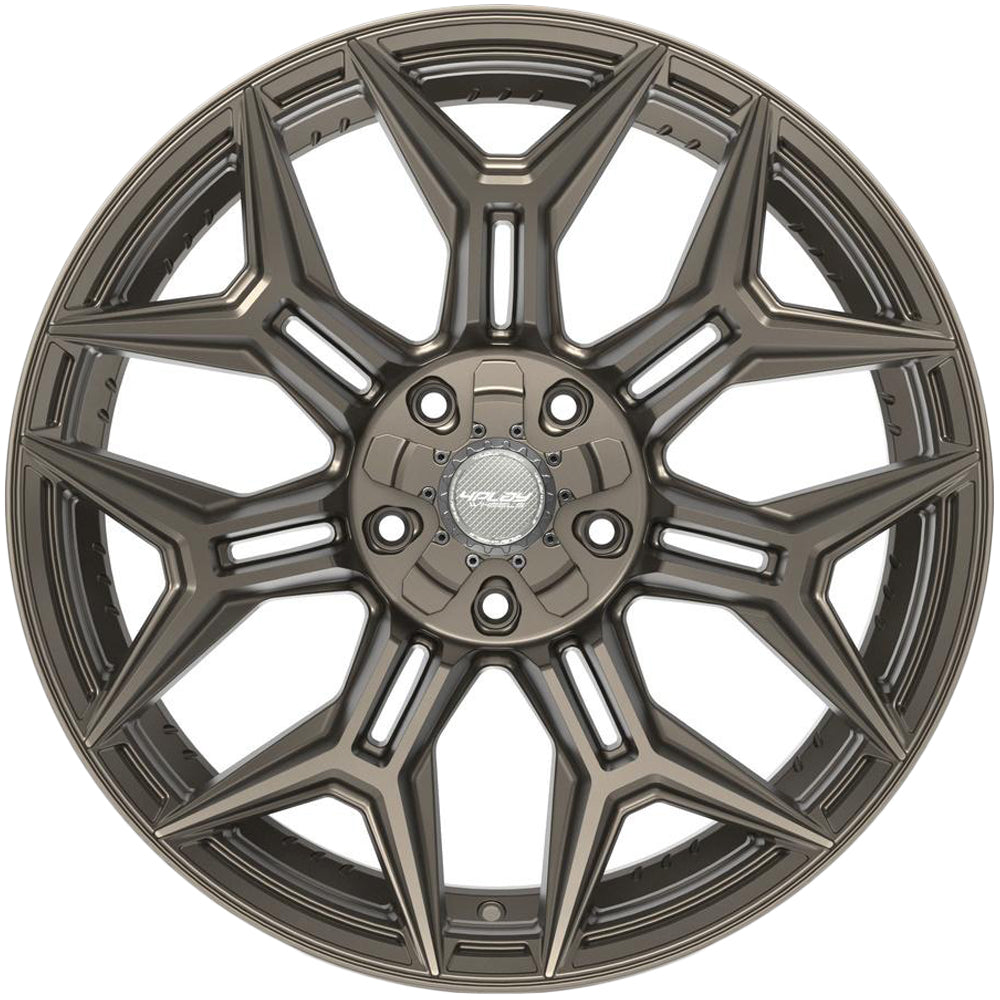 4Play 4P44 20x10 Satin Bronze - Lug Pattern and Spoke Detail