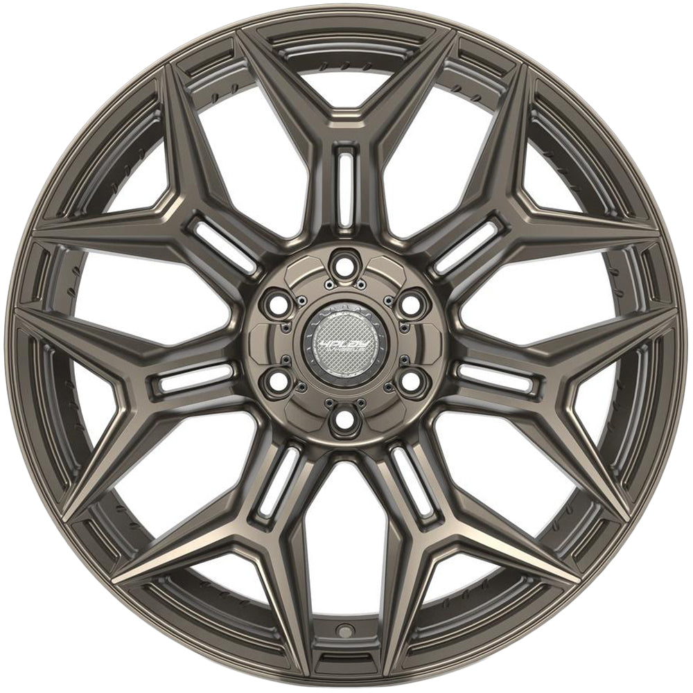 4Play 4P44 20x10 Satin Bronze - Lug Pattern and Spoke Detail