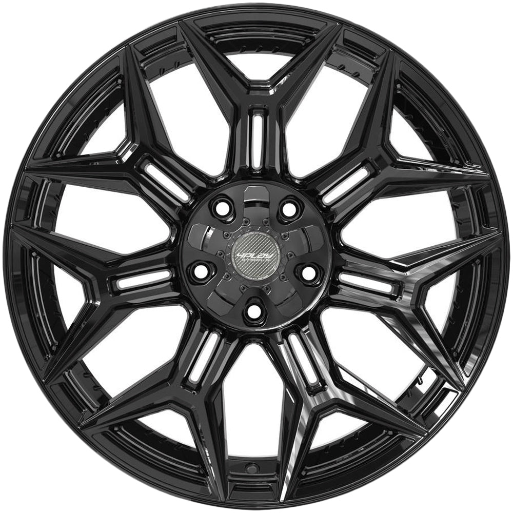 4Play 4P44 20x10 Gloss Black - Lug Pattern and Spoke Detail