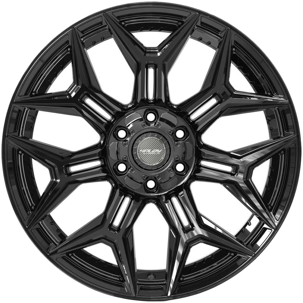 4Play 4P44 20x10 Gloss Black - Lug Pattern and Spoke Detail