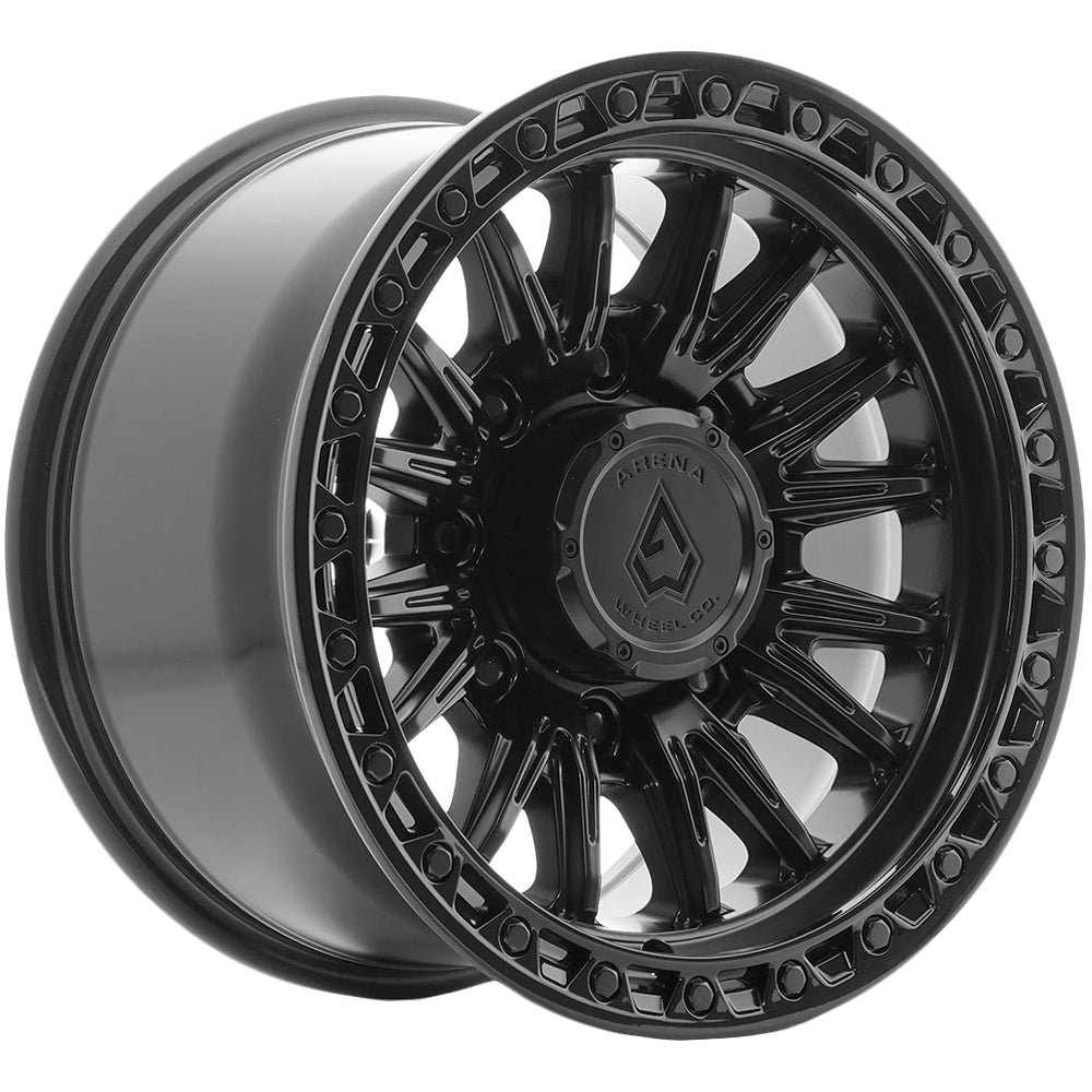 Arena A132 Blitz 18x9 Satin Black Center Gloss Black Lip - Face Wheel Rim View