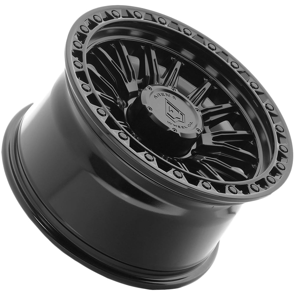 Arena A132 Blitz 18x9 Satin Black Center Gloss Black Lip - Angled Concave Profile View