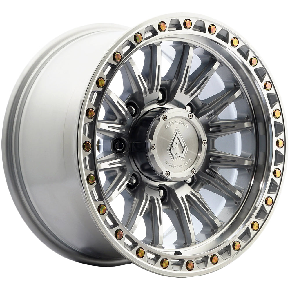 Arena A132 Blitz 17x9 Gloss Silver Machined - Face Wheel Rim View