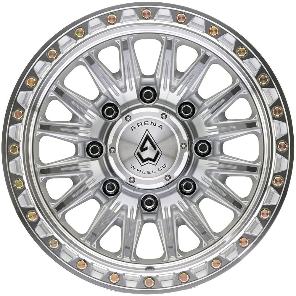 Arena A132 Blitz 17x9 Gloss Silver Machined - Lug Pattern and Spoke Detail