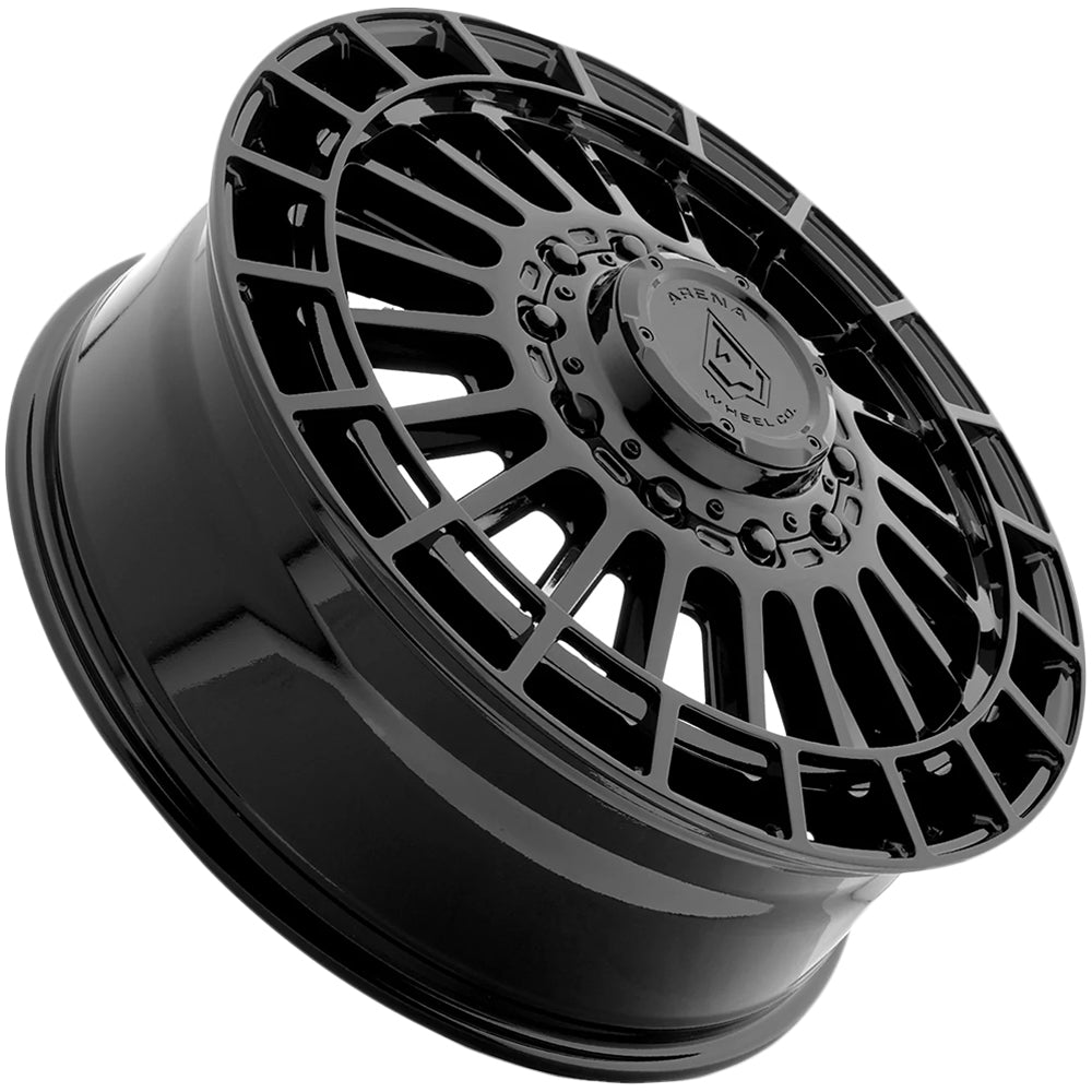 Arena A151 Blaze Dually 20x8.25 Gloss Black - Angled Concave Profile View
