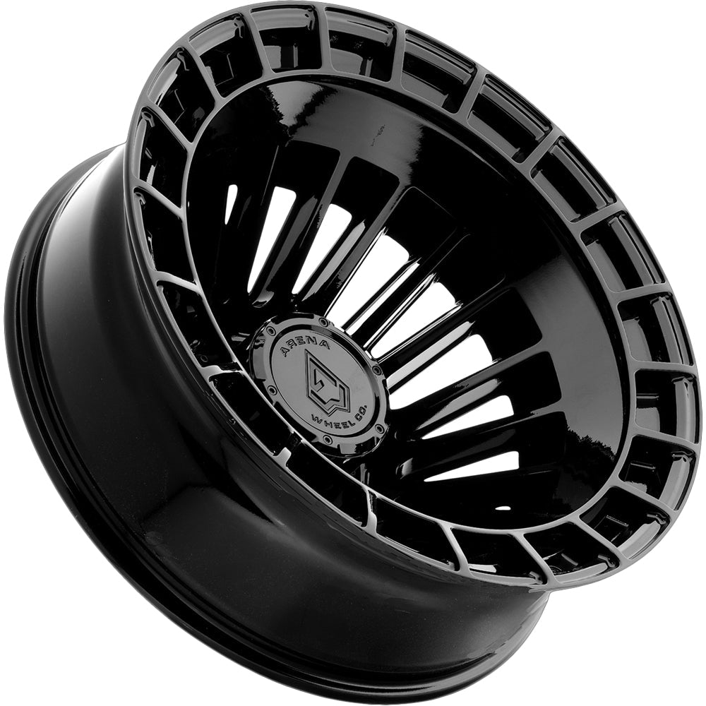 Arena A151 Blaze Dually 20x8.25 Gloss Black - Angled Concave Profile View
