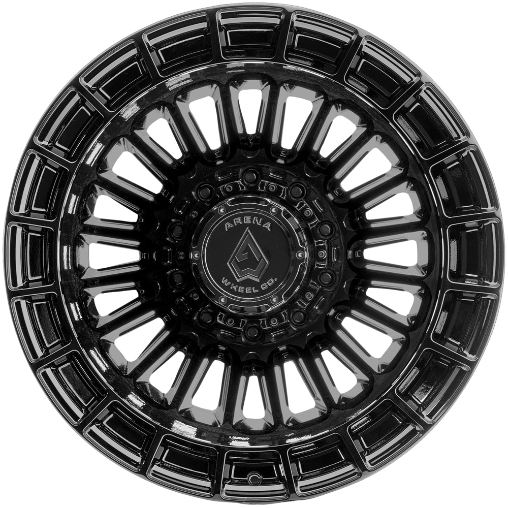 Arena A151 Blaze Dually 24x8.25 Gloss Black - Lug Pattern and Spoke Detail