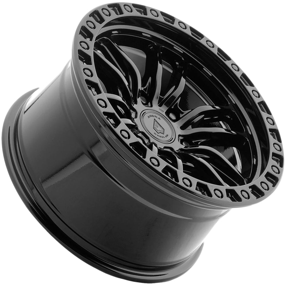 Arena A152 Dune 17x9 Gloss Black - Angled Concave Profile View