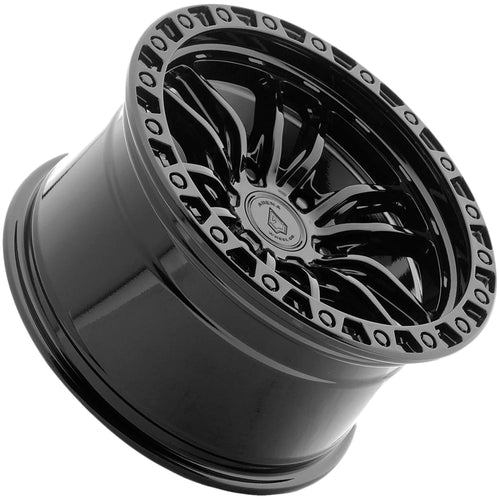 Arena A152 Dune 17x9 Gloss Black - Angled Concave Profile View