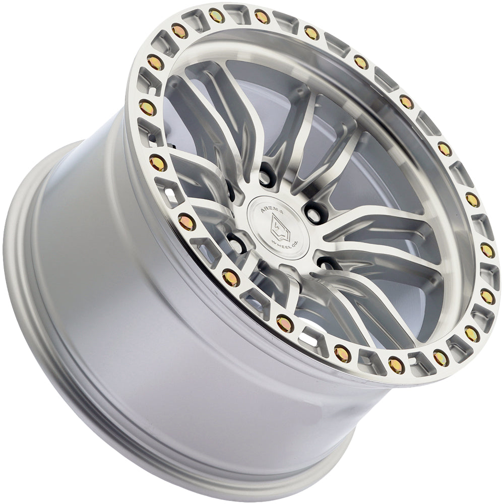 Arena A152 Dune 17x9 Gloss Silver Machined - Angled Concave Profile View