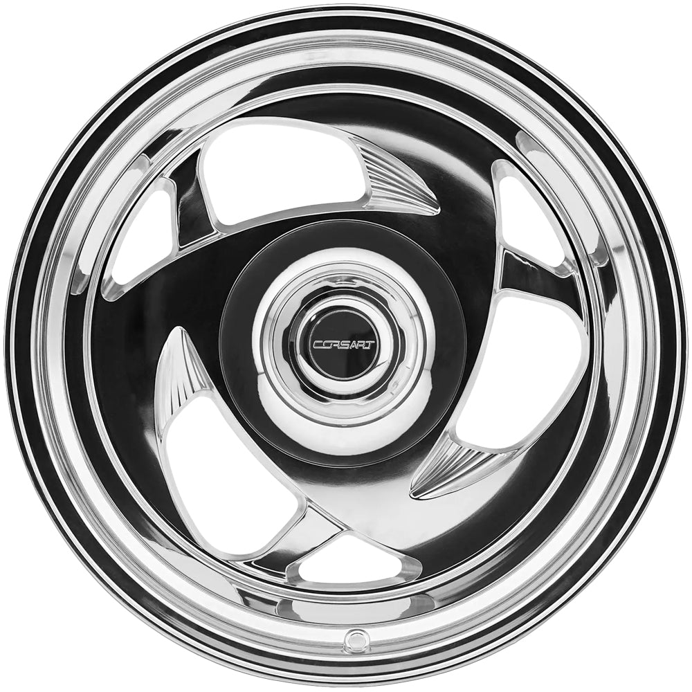 Corsart C105 El MZ 17x11 Milled And Polished - Lug Pattern and Spoke Detail