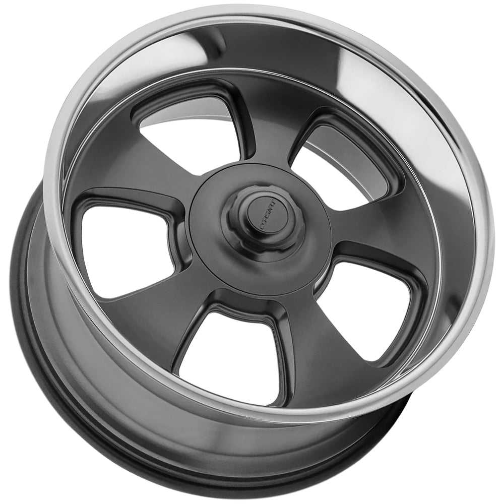 Corsart C107 Malibu 20x9.5 Satin Gun Metal Center Diamond Cut Lip - Angled Concave Profile View