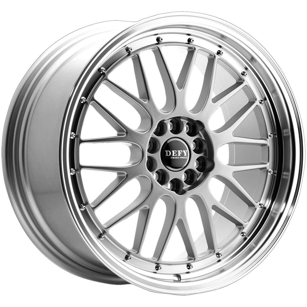 Defy D23 18x8 Silver Machine - Face Wheel Rim View