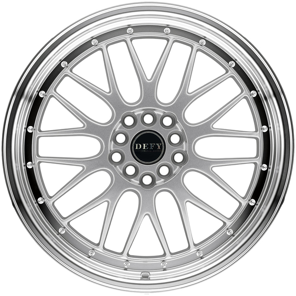 Defy D23 18x8 Silver Machine - Lug Pattern and Spoke Detail