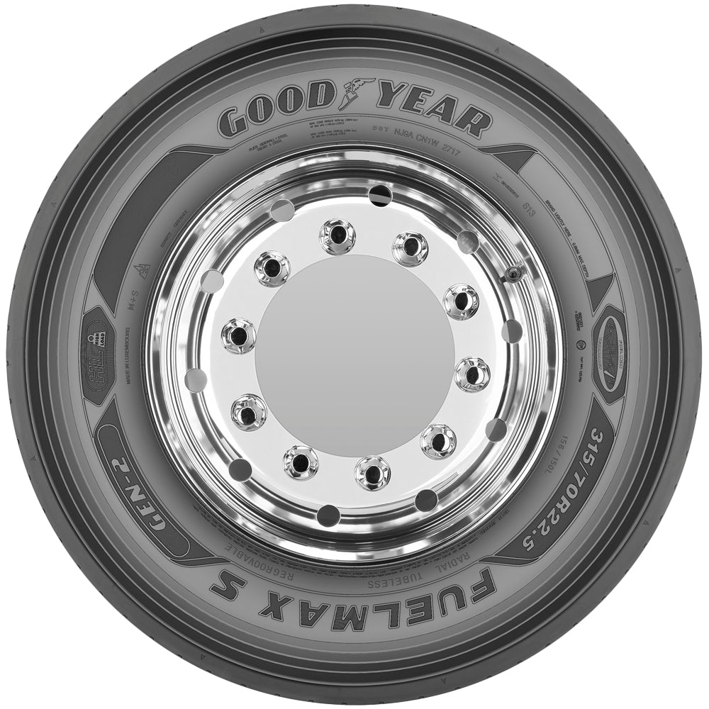 Goodyear Kmax S Gen2 265/70R19.5 Tire - Sidewall & Rim Protector Detail