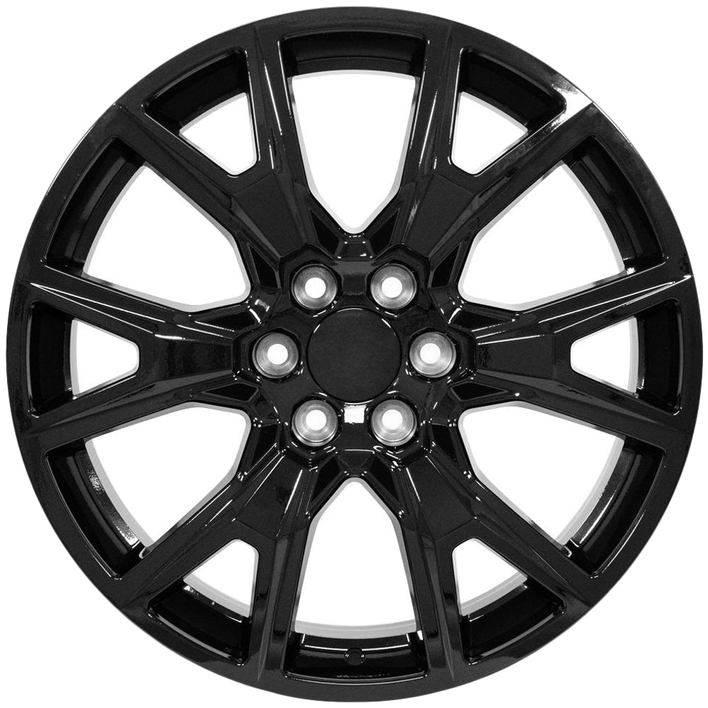 OE Wheels CV71 22x9 Gloss Black - Lug Pattern and Spoke Detail